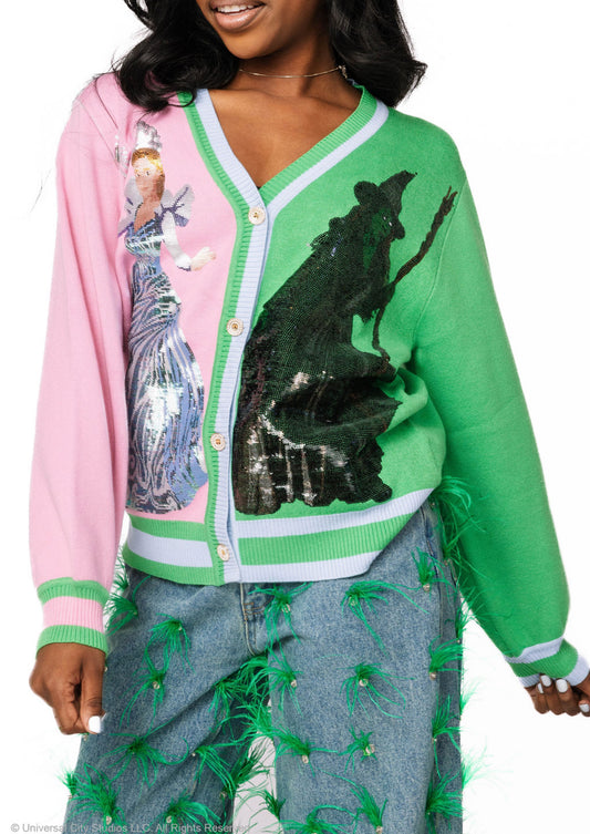 QOS Wicked Color Block Glinda & Elphaba Cardigan