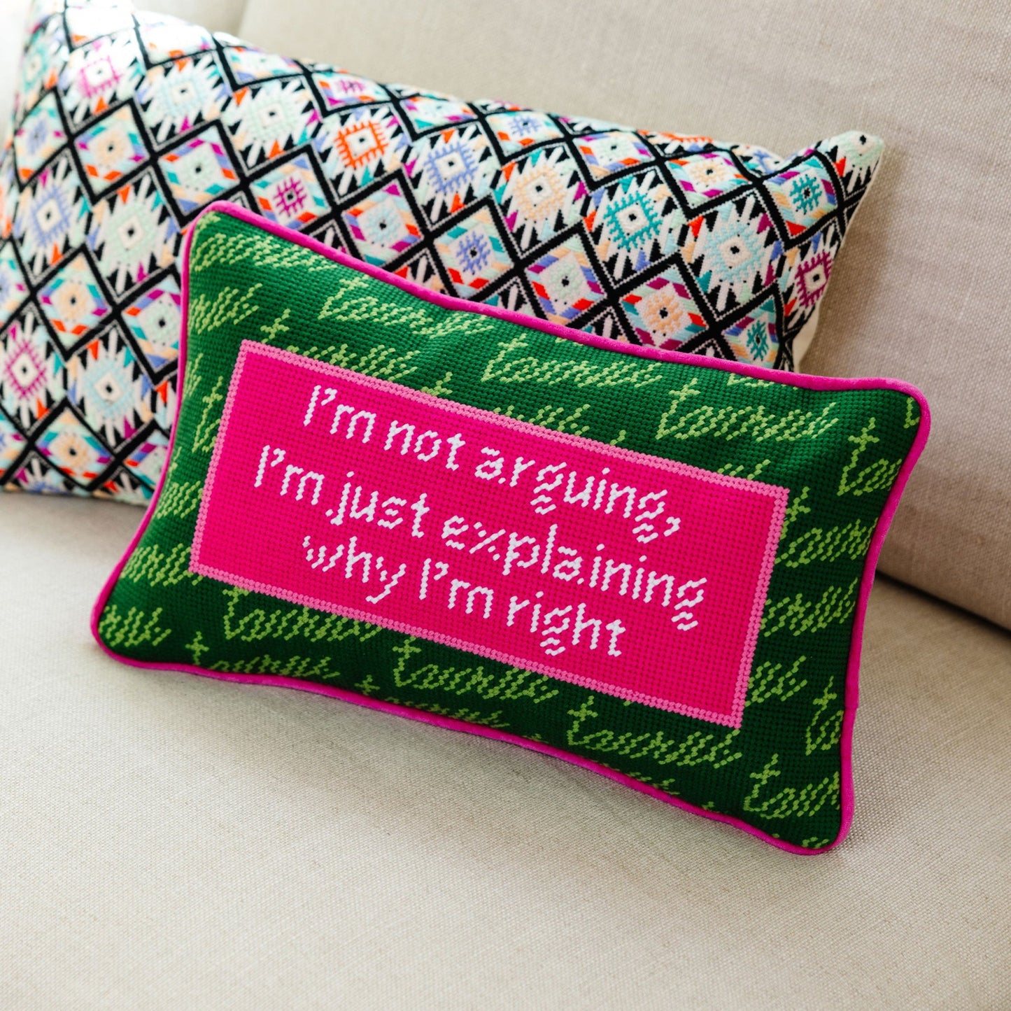 Taurus Always Right Needlepoint Pillow