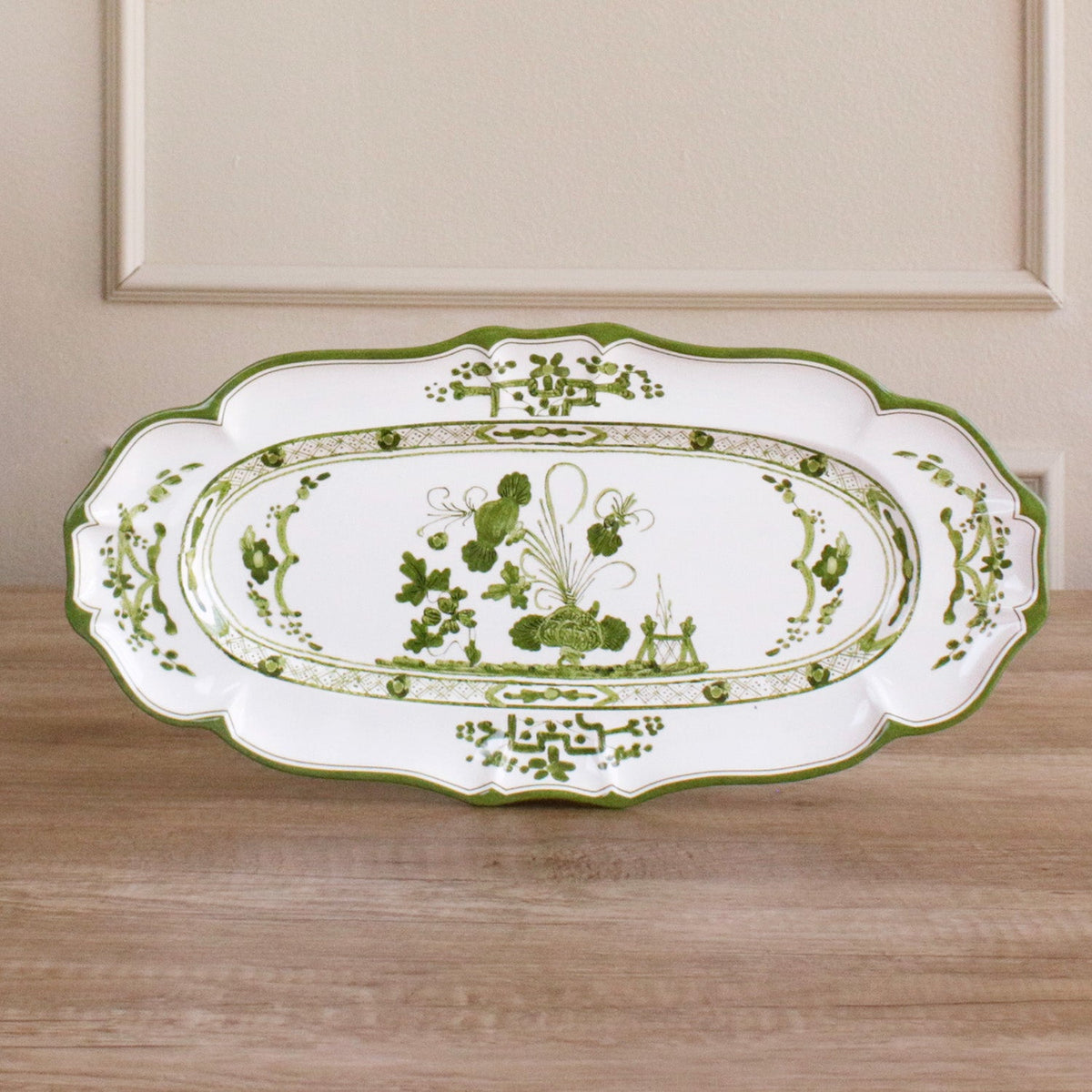 Beatriz Ball VIDA Faenza Long Oval Tray - Green/White