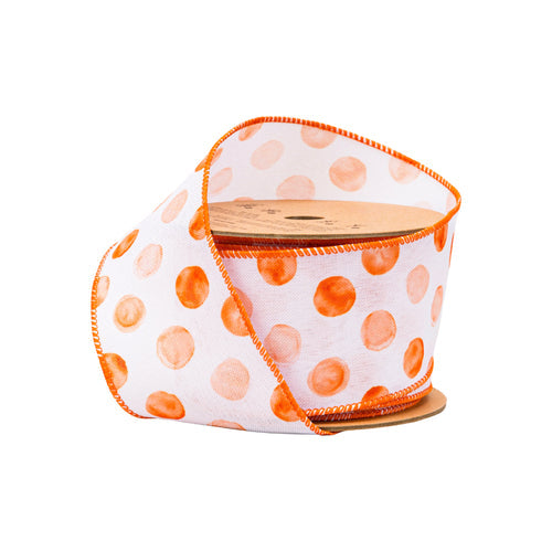 Orange Watercolor Dot Ribbon 2.5"-10yd