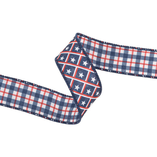 1 1/2" Patriotic Stars Wired Dupioni