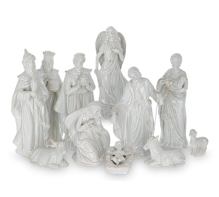 White Porcelain 11 Piece Nativity