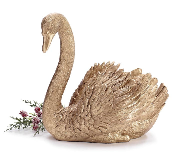Gold Resin Swan Planter