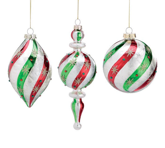 Red and Green Stripe Ornaments