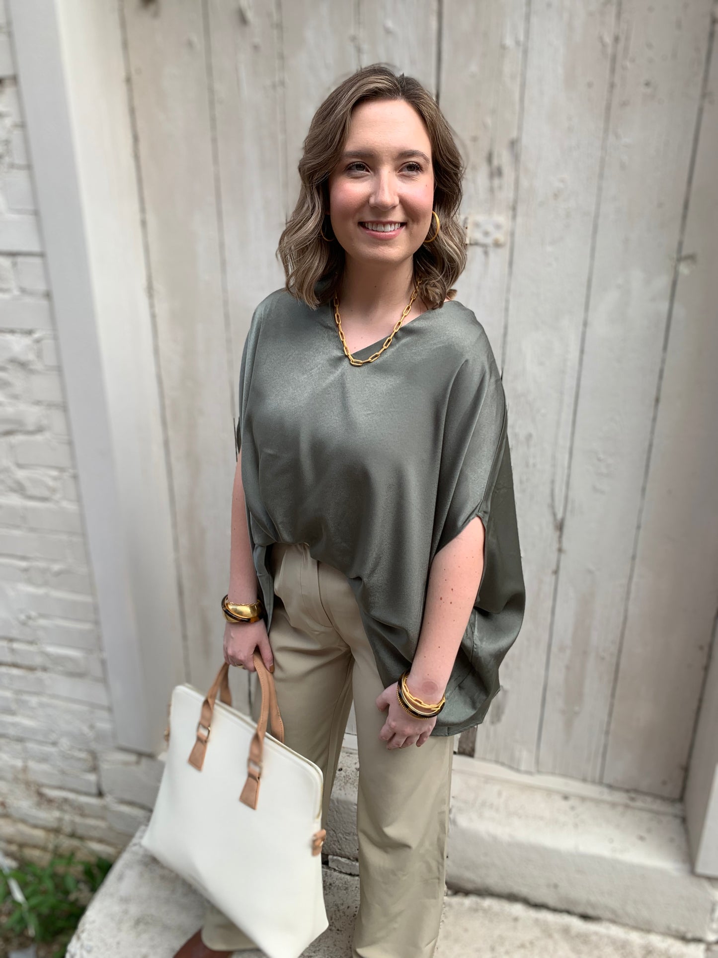 Satin V-Neck Top