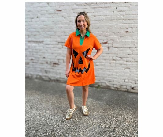 QOS Orange Pumpkin Collar Dress