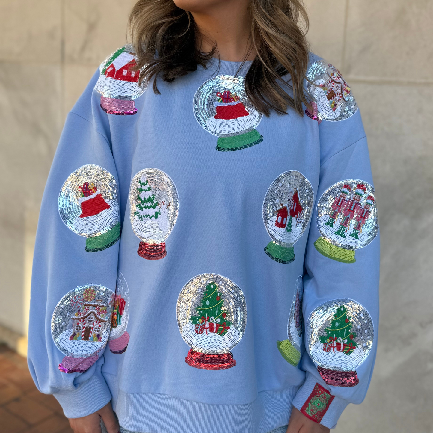 QOS Powder Blue Snow Globe Sweatshirt