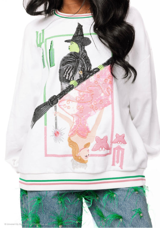 QOS Wicked Elphaba & Glinda Card Sweatshirt