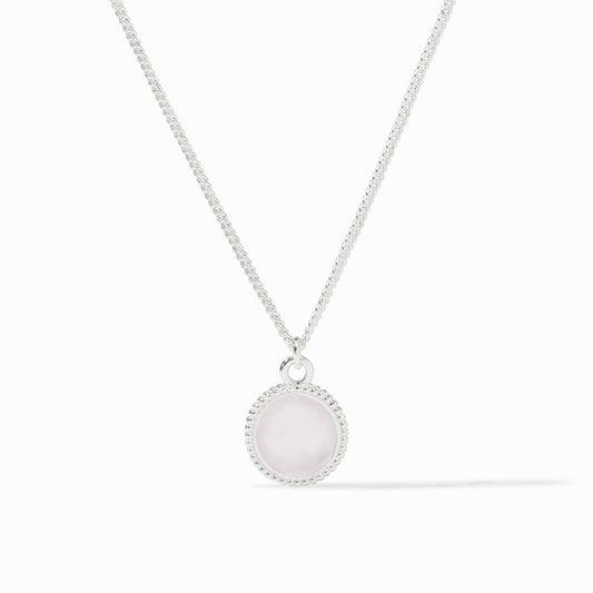 Julie Vos SILVER Fleur-de-Lis Solitaire Necklace- Crystal Clear