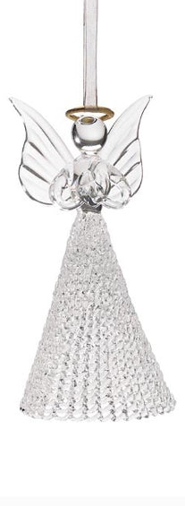 CLEAR GLASS ANGEL ORNAMENT GOLD HALO