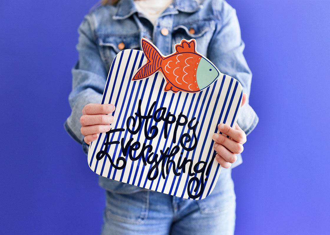 Happy Everything Indigo Skinny Stripe Mini Happy Everything! Platter