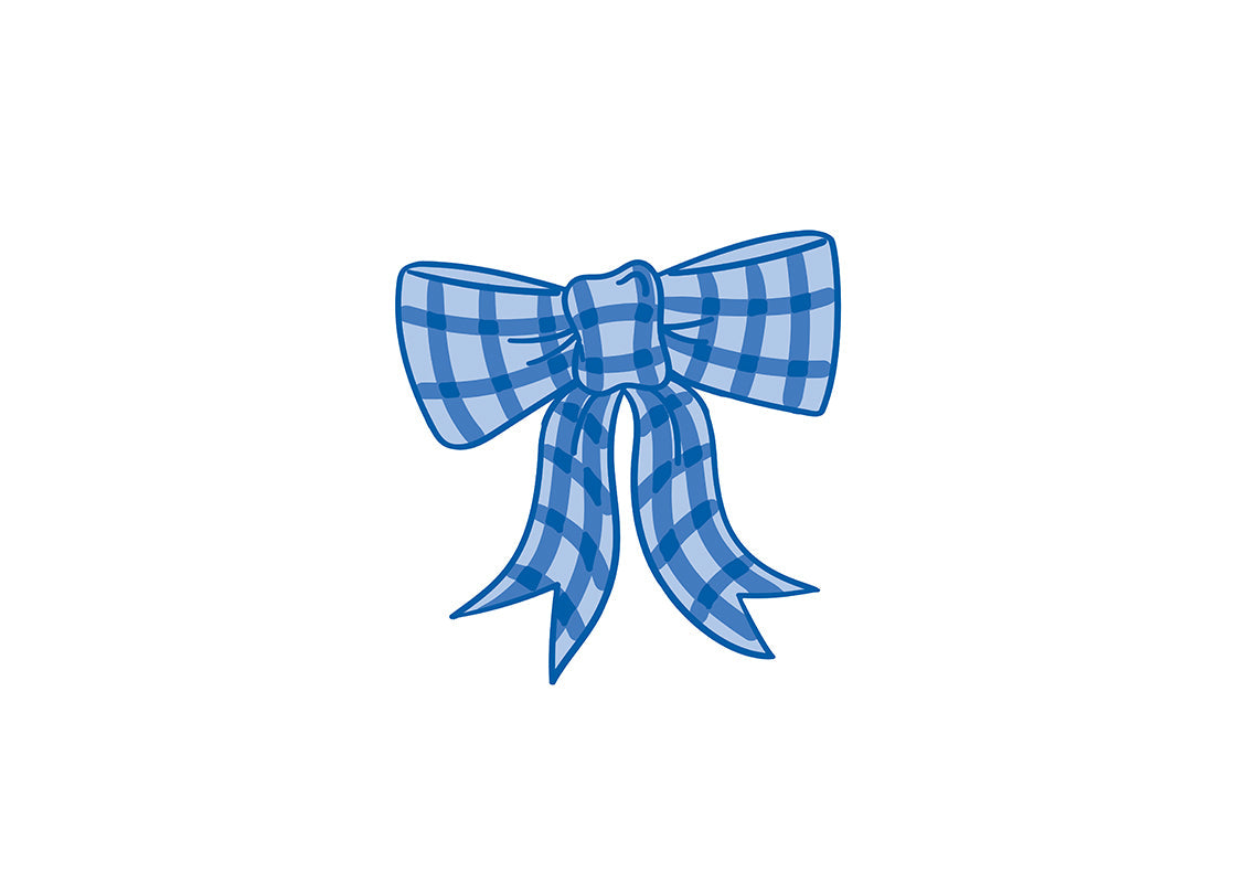 Happy Everything Blue Gingham Bow Mini Attachment