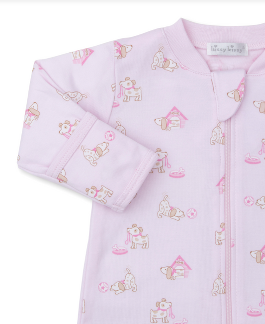Kissy Kissy Pups in Action Zip Front Footie
