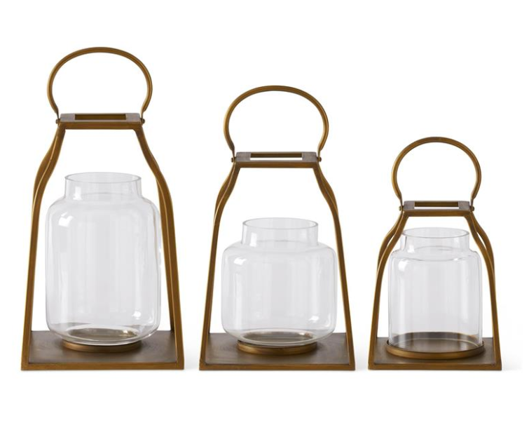 Gold Metal Trapezoid Lantern