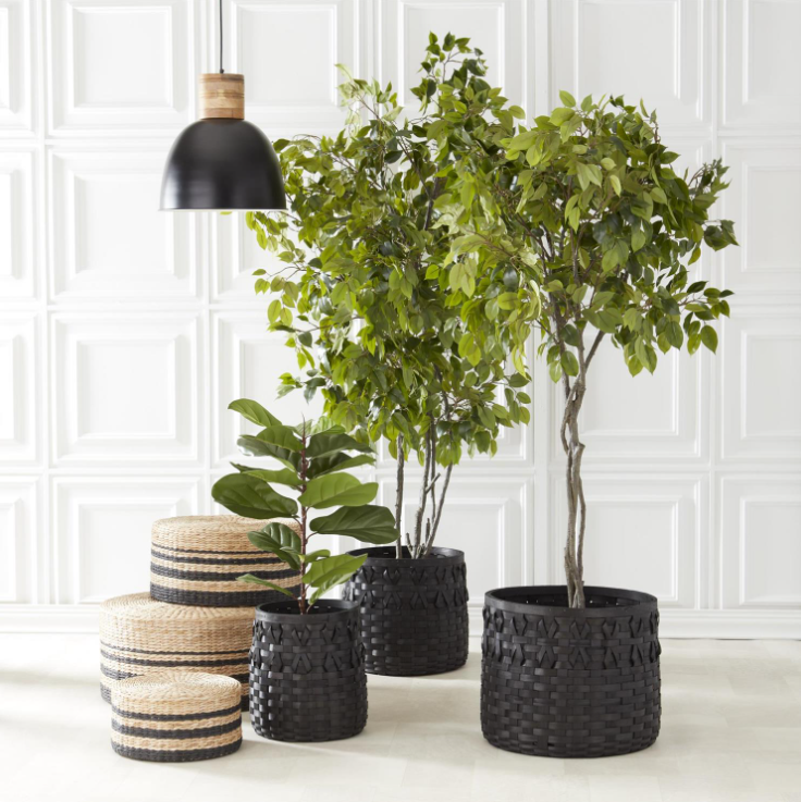 Round Black Chip Wood Baskets