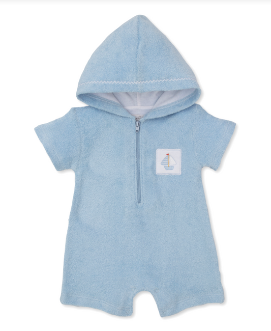 Kissy Kissy Saturday Regatta Terry Romper - Blue