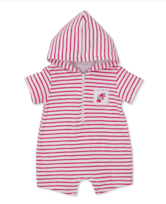 Kissy Kissy Lobsters Sandy Smiles Terry Romper- Pink
