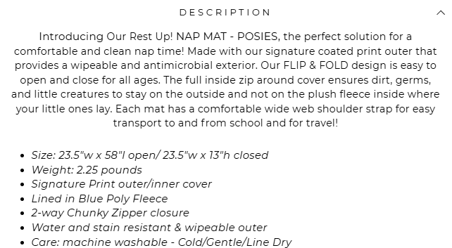 TRVL Nap Mat- Posies Floral