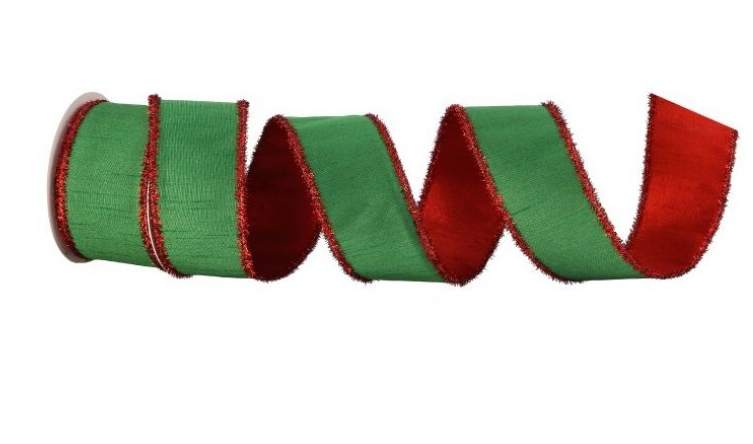 Tinsel Edge Red/Green Ribbon