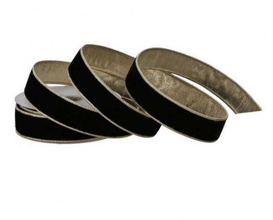 Premium Black & Gold Velvet Ribbon