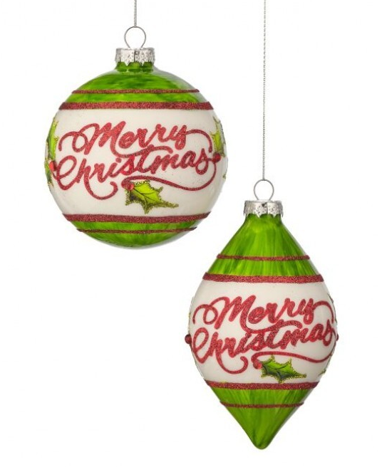 Merry Christmas Glass Ornament