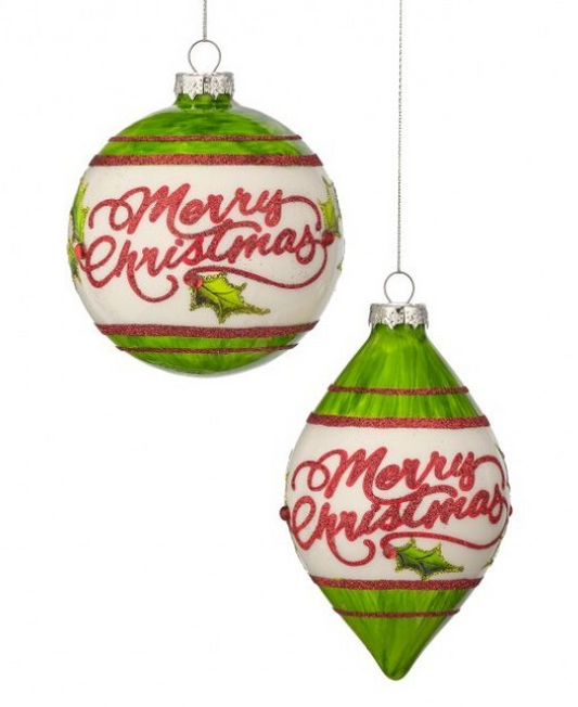 Merry Christmas Glass Ornament