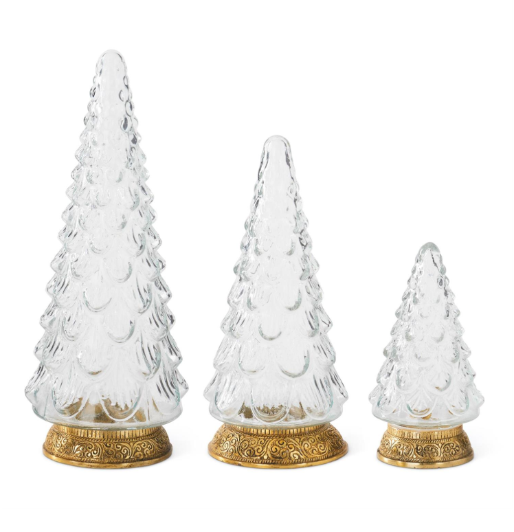 Glass Christmas Tree with Gilded Gold Base