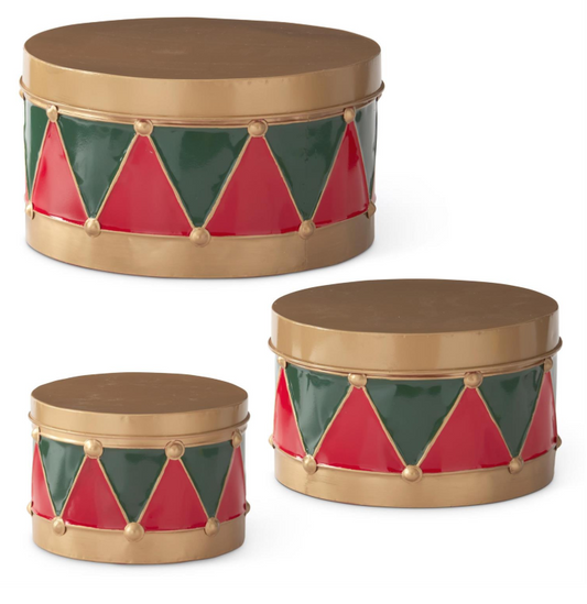 Red & Green Metal Drum Container