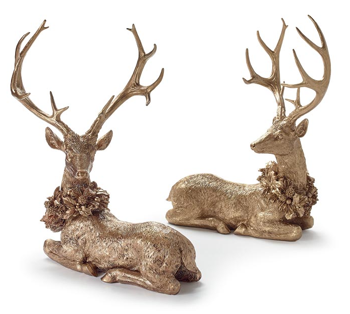 Gold Laying Deer Pair