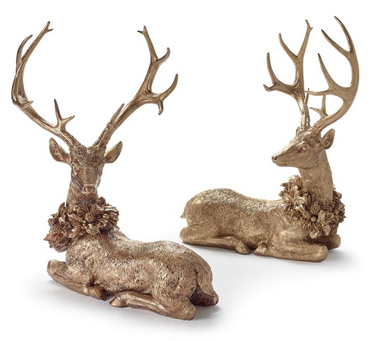 Gold Laying Deer Pair