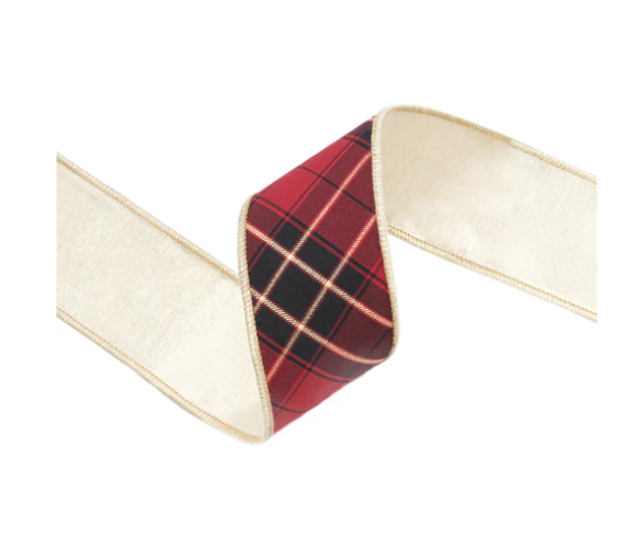 Black/Red/Gold Plaid Wired Dupioni