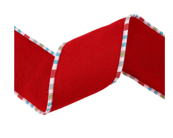 Felt Ribbon with Retro Plaid Edging