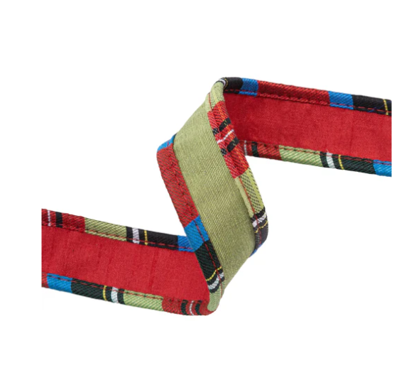 Reversible Nutcracker Plaid Skinny Dupioni Ribbon