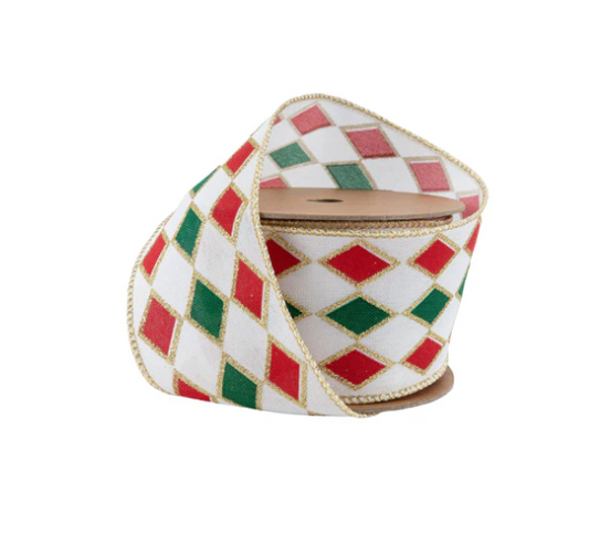 Red & Green Glitter Diamond Ribbon