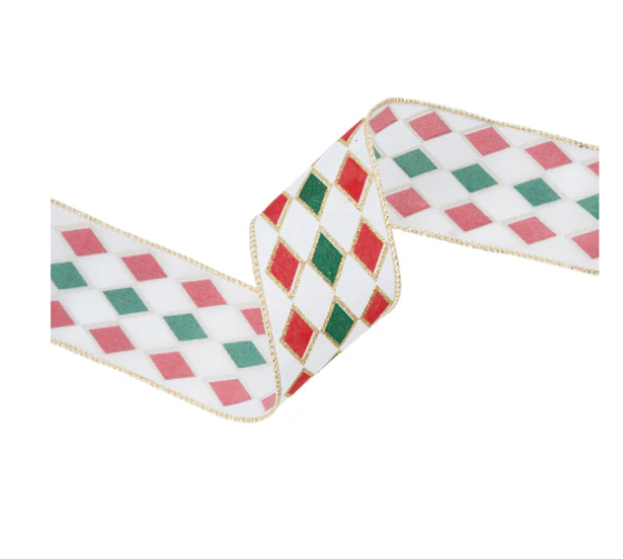 Red & Green Glitter Diamond Ribbon