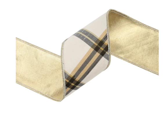 Black & Gold Plaid Ribbon
