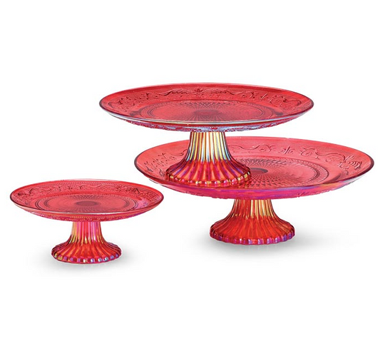 Red Glass Cake Pedestal