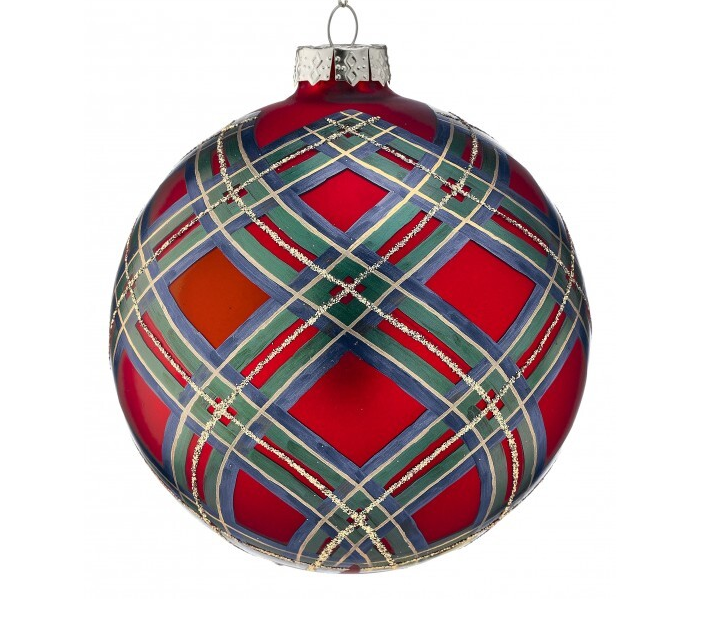 Red Gentleman Plaid Ball Ornament