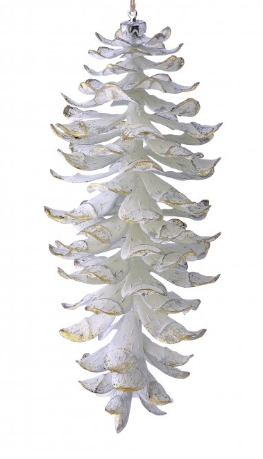 Winter Ivory and Gold Pinecone Ornament