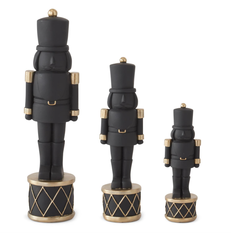 Matte Black and Gold Nutcrackers