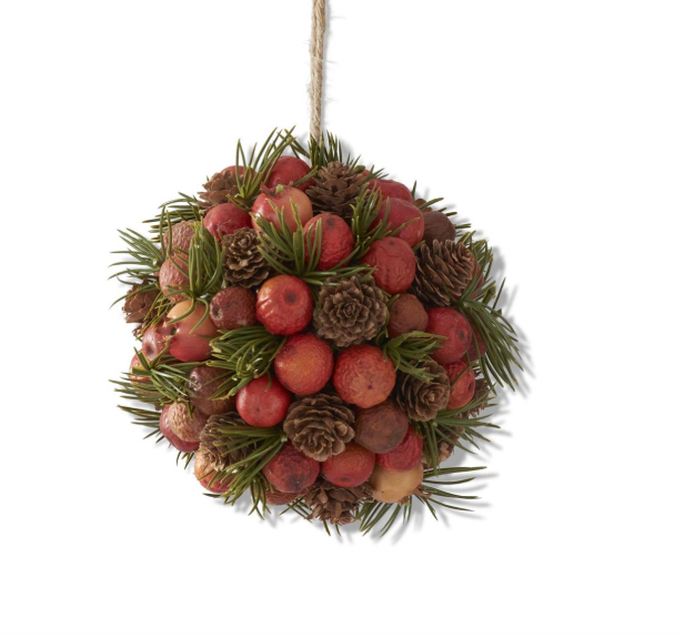 Orange Pod Pinecone and Pine Ornament Ball