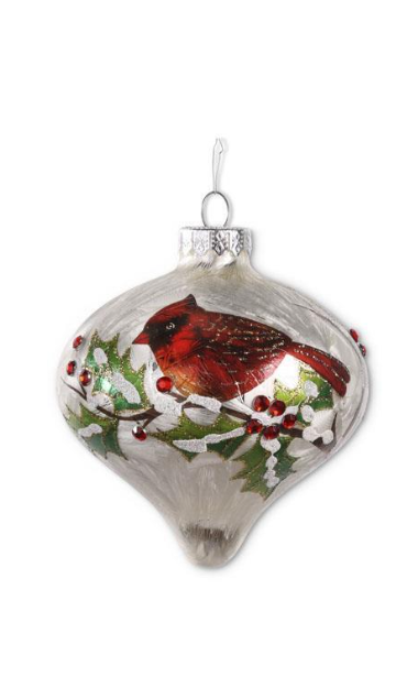 Glittered Glass Cardinal Ornament