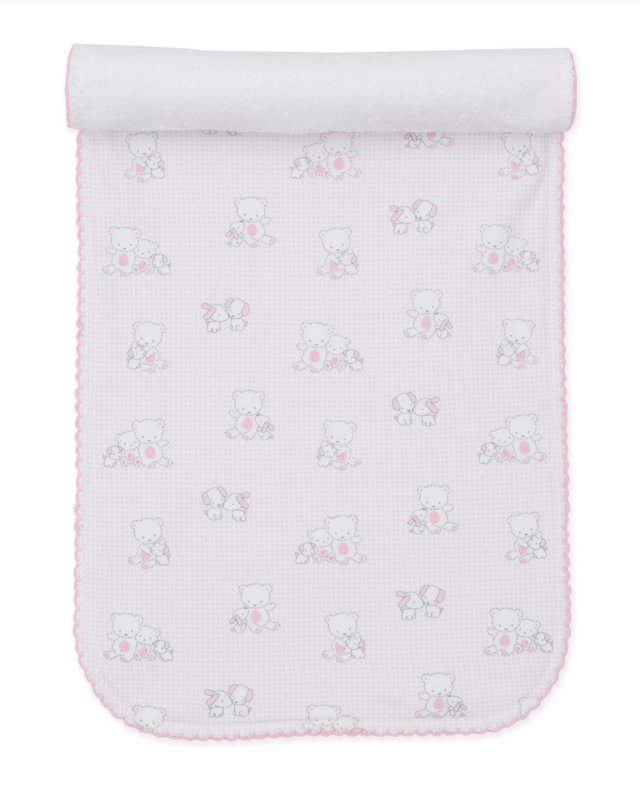 Kissy Kissy Beary Besties Burp Cloth -Pink