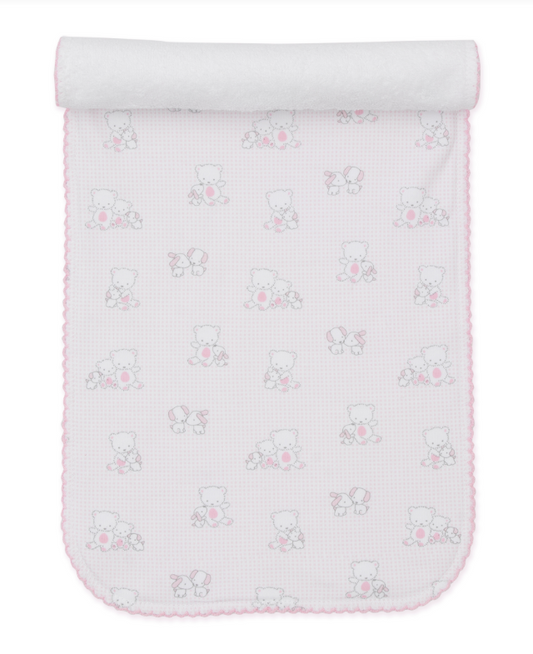 Kissy Kissy Beary Besties Burp Cloth -Pink