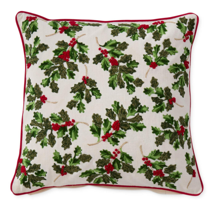 Holly Leaves and Berries Pillow