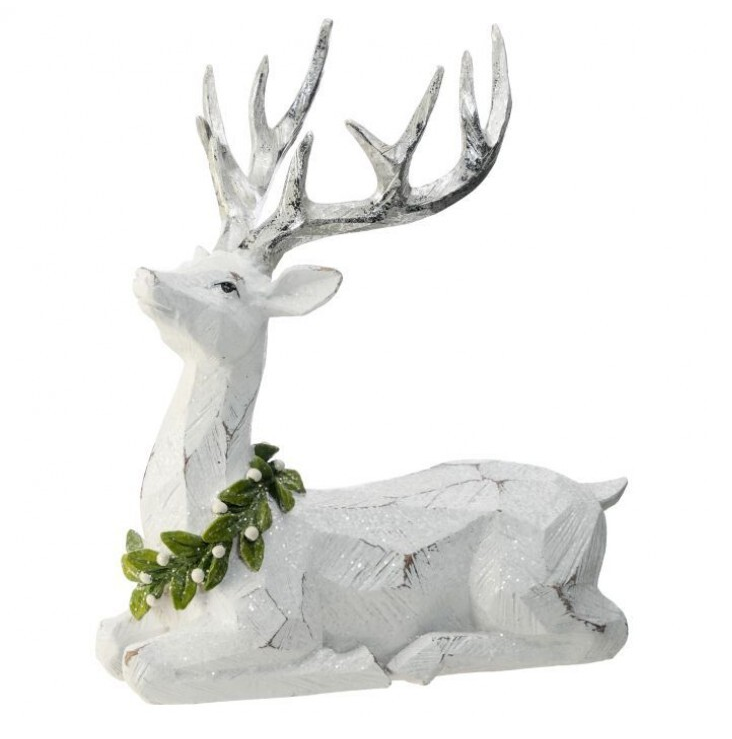Frosted Laying Mistletoe Deer