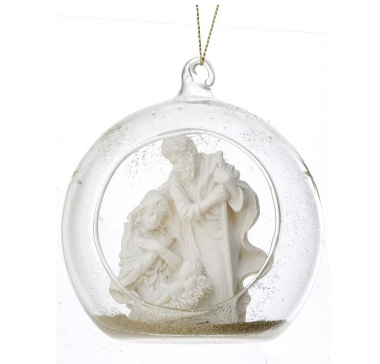 Holy Family Glass Ornament