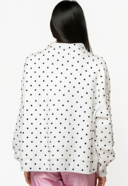 QOS White and Black Polka Dot Multi Christmas Tree Mockneck
