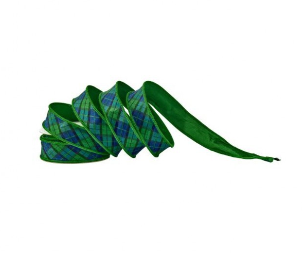 Green and Blue Dupioni Plaid Ribbon
