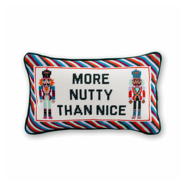 More Nutty Than Nice Needlepoint Pillow